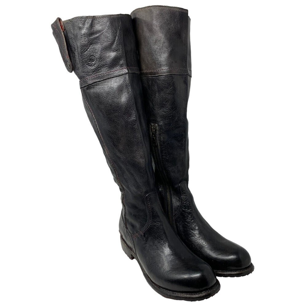 Black Leather Knee-High Boots
